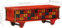 vidaXL - Opbergkist - 110x40x40 - cm - massief - acaciahout - rood