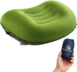 Travelhawk Reiskussen - Opblaasbaar Kampeer Kussen - Ultralicht Ergonomisch Groen