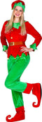 Dressforfun - Vrouwenkostuum Kerstelf - Shirt met Lange Mouwen Broek Gordel Muts Schoenovertrekken - Groen