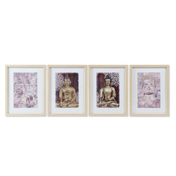 Schilderij DKD Home Decor Boeddha Orientaals (35 x 2 x 45 cm) (4 Stuks)