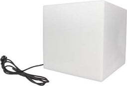 Perel Lichtkubus voor tuin, met grondpen, gebruik binnen en buiten, 30 cm, 3 m voedingskabel, fitting E27, IP65, wit