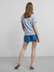 Pieces PCRIA SS FOLD UP SOLID TEE NOOS - T-shirt - Ronde hals korte mouwen - Kentucky Blue