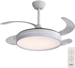 Plafondventilator met licht EDM 33827 Ross Wit 35 W 4100 Lm 2190 Lm Intrekbaar