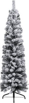 vidaXL - Kunstkerstboom - met - sneeuw - smal - 150 - cm - PVC - groen