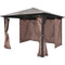 vidaXL - Prieel - met - gordijn - 300x300 - cm - aluminium - bruin