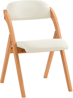 SoBuy FST92-W - Houten Klapstoel - Gestoffeerd Zitkussen - Natuur/Wit 47.5x77x59 cm