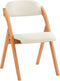 SoBuy FST92-W - Houten Klapstoel - Gestoffeerd Zitkussen - Natuur/Wit 47.5x77x59 cm