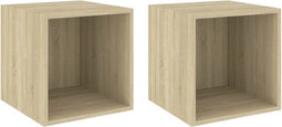 vidaXL - Wandkasten - 2 - st - 37x37x37 - cm - bewerkt - hout - sonoma - eikenkleurig