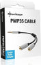 Sharkoon PMP35 - Audioadapter 3.5mm/2x3.5mm - Vergulde aansluitingen - Zwart/Zilver