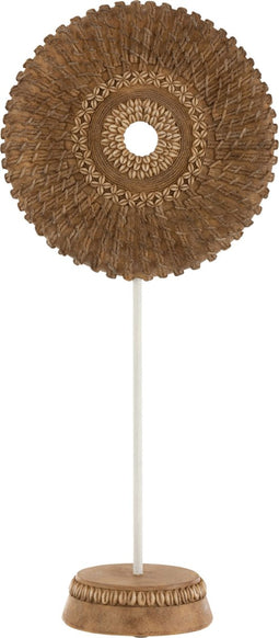 J-Line decoratie Cirkel op voet - poly - wit/bruin - large