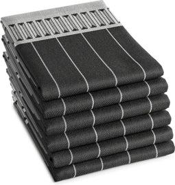 DDDDD Jules - Theedoek Set van 6 - 100% Katoen - Geometrische Print - 60x65 cm - Antraciet (6 stuks)