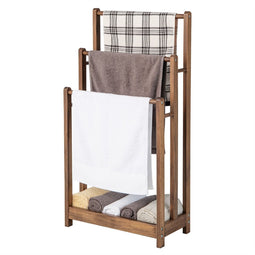 Coast Handdoekhouder - 3 Stangen - Kantelbeveiliging - Dennenhout - 45 x 22 x 86 cm - Rustiek