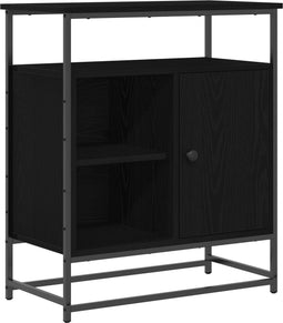 vidaXL - Sideboard - Zwart - Eiken - 69x35x80 - cm - Engineered - Hout - en - Staal