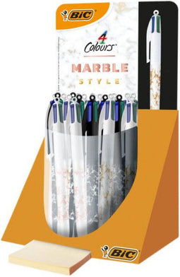 Balpen BIC 4 kleuren Marble assorti - 30 stuks