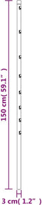 vidaXL - Schuttingpalen - 15 - st - 150 - cm - gegalvaniseerd - staal - zilverkleurig