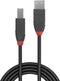 USB A to USB B Cable LINDY 36672 Black 1 m