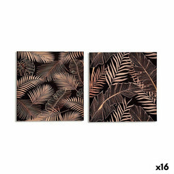Canvas Blad van een plant Zwart 1,5 x 40 x 40 cm (16 Stuks)