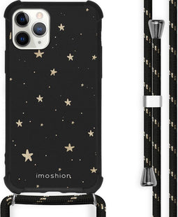 iMoshion iPhone 11 Pro - Hoesje met Koord - Verstelbaar Koord - Goud / Zwart / Stars Gold