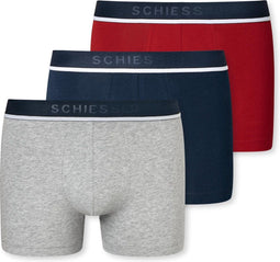 Schiesser 95/5 Organic - Herenshorts - 3-pack - Rood Blauw Grijs-gemêleerd (3-pack)