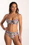 Cyell Wajang Floral - Bikinitop Niet Voorgevormd Met Beugel - Maat 38D - Wit/Paars/Groen