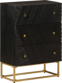vidaXL - Ladekastje - 55x30x76 - cm - massief - mangohout - en - ijzer - zwart