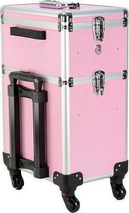 Roze Aluminium Trolleykoffer - Kapperskoffer - Afneembaar bovenstuk - 35x58x25 cm