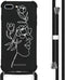 iMoshion Hoesje Geschikt voor iPhone 8 Plus / 7 Plus Hoesje Met Koord - iMoshion Design Hoesje met Koord - Wit / Zwart / Woman Flower Black
