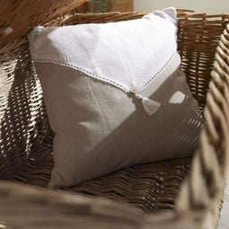 Kussen - VANDAAG - CHARME - Slub x Chambray x Pompon Berenice - 40 x 40 cm