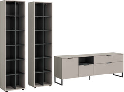 Furnilux Noida - Woonkamercombinatie - Praktische indeling - Zwart - 41x305x192cm