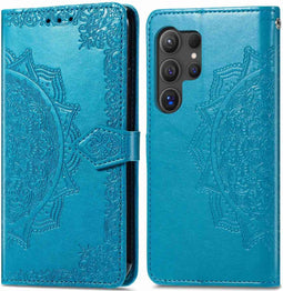 imoshion Hoesje Geschikt voor Samsung Galaxy S24 Ultra Hoesje Met Pasjeshouder - imoshion Mandala Bookcase - Turquoise