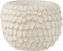 J-Line bloempot Gebladerte - cement - wit - medium - Ø 16 cm - 2 stuks