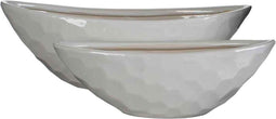 Mica Decorations diamond schaal ovaal wit set van 2 grootste maat in cm: 50 x 20 x 17 - WIT