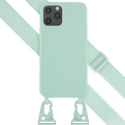 Selencia Hoesje Geschikt voor iPhone 12 Pro / 12 Hoesje Met Koord - Selencia Siliconen hoesje met afneembaar koord - Turquoise