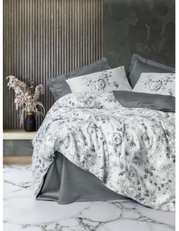 Beddengoedset - Dekbedovertrek 240 x 220 cm + 2 kussenslopen 60 x 60 cm - 100% katoen satijn - Grijs (2 stuks)