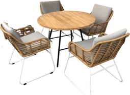 Jara dining set jara tafel met 4x rvs stoel