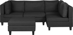 Beliani FEVIK - Hoekbank met ottomaan - Zwart - Kunststof