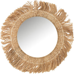 J-Line spiegel Rond - bananenbladeren - naturel - large