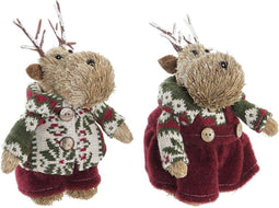 Kerstversiering DKD Home Decor Polyester Rendier (9 x 12 x 15 cm) (2 Stuks)