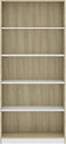 vidaXL - Boekenkast - met - 5 - schappen - 80x24x175cm - bewerkt - hout - wit - en - eiken