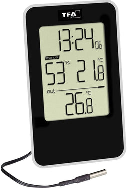 TFA-Dostmann Thermo- en hygrometer - Luchtvochtigheid en Temperatuur - Zwart