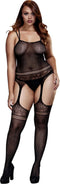 Baci - Jaquard Kanten Suspender Bodysuit Queen Size