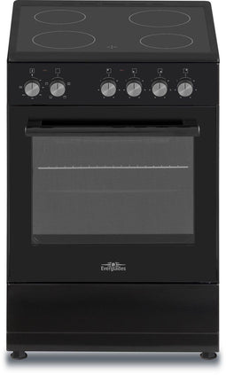 Everglades EVCK5030 - Keramisch Fornuis - 4 Kookzones - 50CM - Zwart - 48 Liter - 5 Jaar Garantie