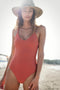 Barts Isla V-Neck One Piece - Badpak met glimmend effect - Rood - Maat 42
