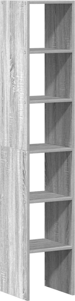 vidaXL - Boekenkasten - 2 - st - 30x30x80 - cm - bewerkt - hout - grijs - sonoma - eiken