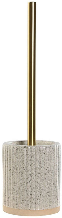 Toiletborstel Home ESPRIT Beige Gouden Keramiek 10,5 x 10,5 x 37,5 cm