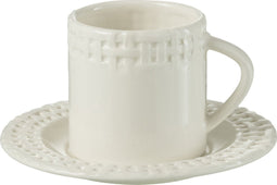 J-Line kop + schoteltje - keramiek - wit - 12 stuks