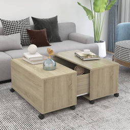 Salontafel 75x75x38 cm bewerkt hout sonoma eikenkleurig