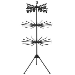 Coast Opvouwbaar Droogrek 3-Laags - Wasrek met 24 Clips en 32 Stangen 76 x 76 x 178 cm - Zwart