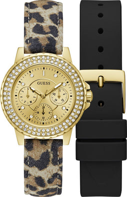 Guess Gbs Kroonjuweel - Box Set Horloge - Multifunctioneel met verwisselbare banden - Zwart/Goud (1 set)