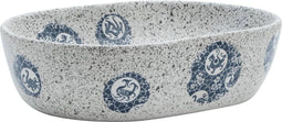 vidaXL - Opzetwasbak - ovaal - 47x33x13 - cm - keramiek - grijs - en - blauw